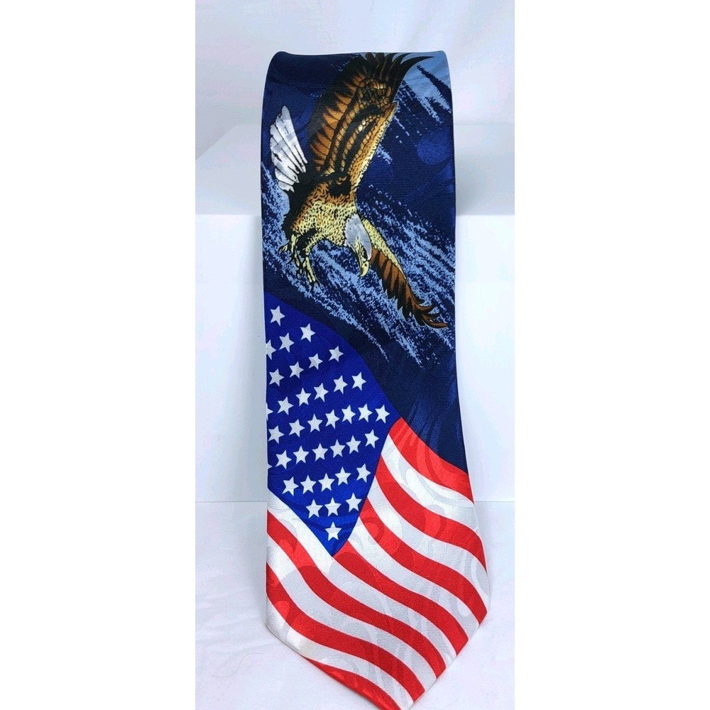 Steven Harris Mens Necktie Patriotic American Flag Eagle Red White Blue